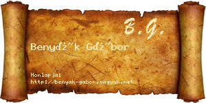 Benyák Gábor névjegykártya